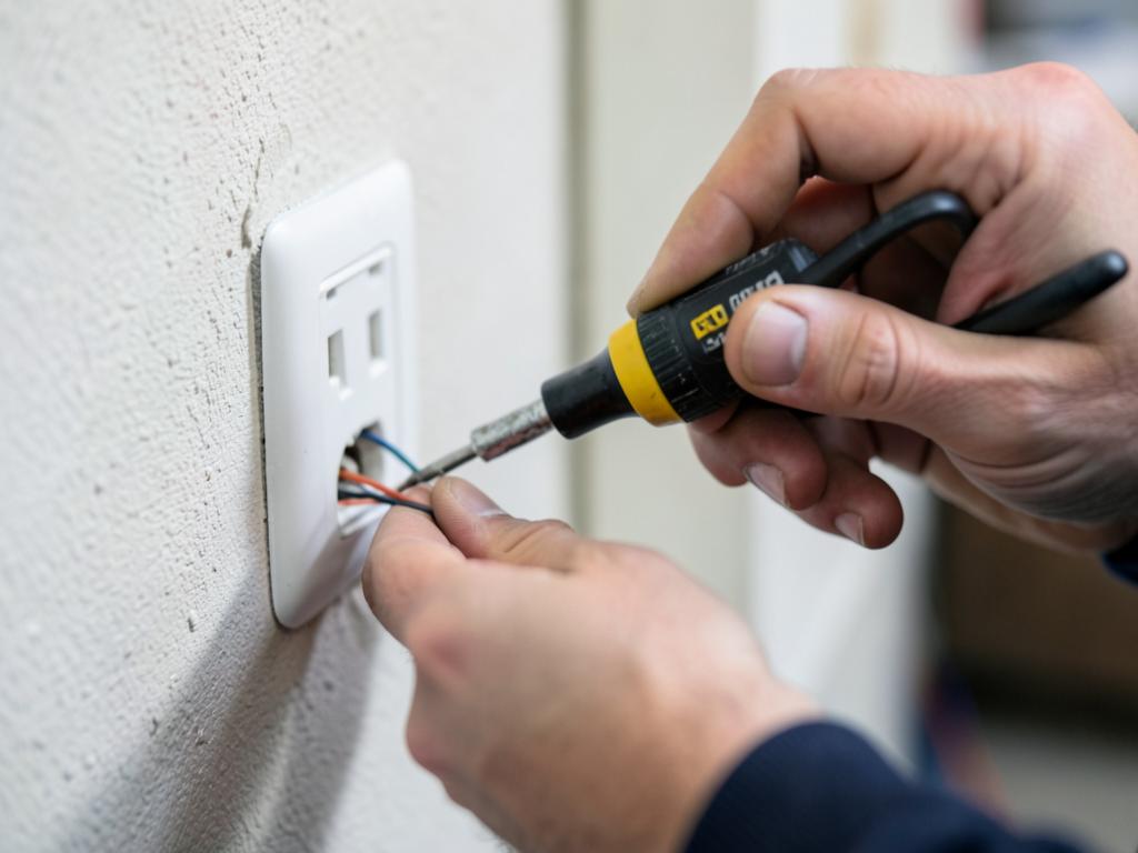Electrician working with a screwdriver
