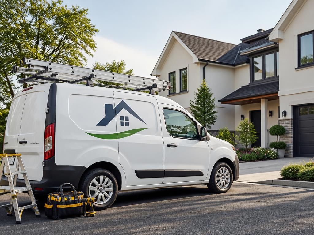 Professional tradesman's van with branded signage representing clear identification